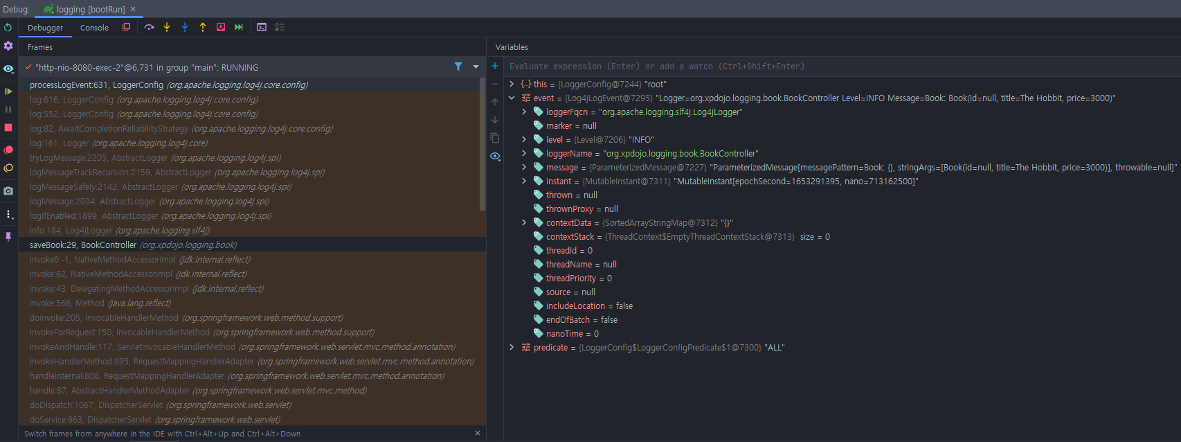 Debugging in IntelliJ