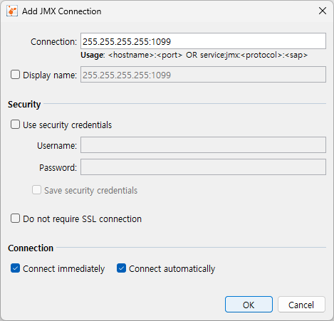 Setting JMX Connection